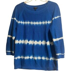 Talbots Women’s  Tie Dye Biscayne Sweater Womans Lp Royal Blue Pullover